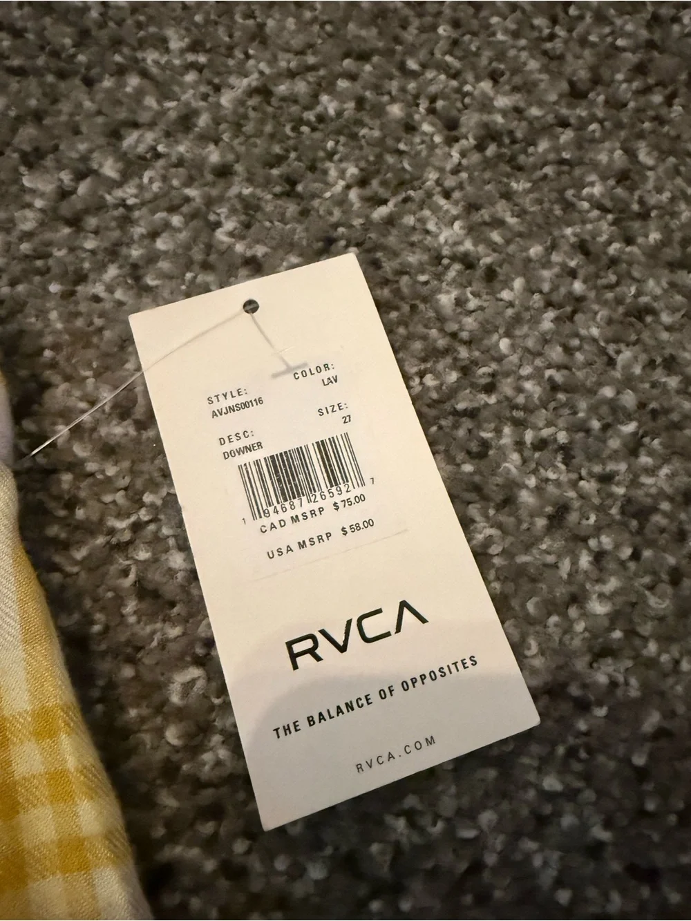 RVCA Yellow & Lavender Plaid Women's Shorts